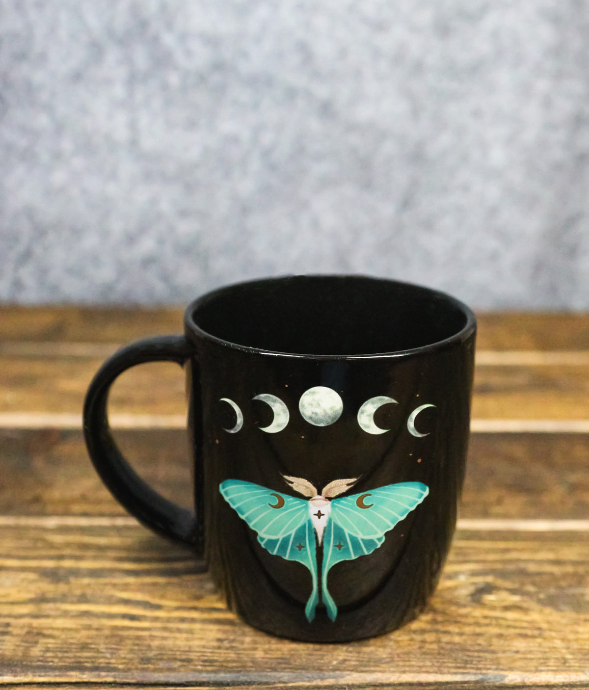 Wicca Magic Dark Forest Luna Moth Moon Phases Porcelain Coffee Mug Cup 12oz