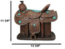 Western Saddle Centerpiece Figurine Faux Tooled Leather Turquoise Accents 13"L