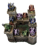 Medieval Grand Stonewall Castle Gatehouse With 12 Miniature Dragons Figurine Set