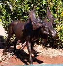 Cast Iron Large Emperor Stag Elk Bull Moose In Bronze Finish Figurine 11.25"L - Ebros Gift
