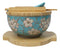 Blue Spring Blossoms Donburi Ramen Bowl With Lid Trivet Spoon Chopsticks Set