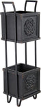 Rustic Farmhouse 2 Tiered Black Metal Box Planters With French Floral Design
