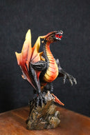 Vulcan Rock Dragon with Fire Wings and Spikes On Volcano Stone Mountain Figurine