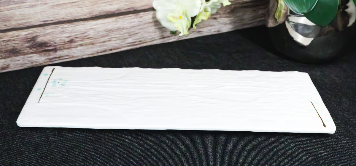 Set Of 4 Modern Yukino Hana Snowflakes Melamine Large Serving Platters 16" Long