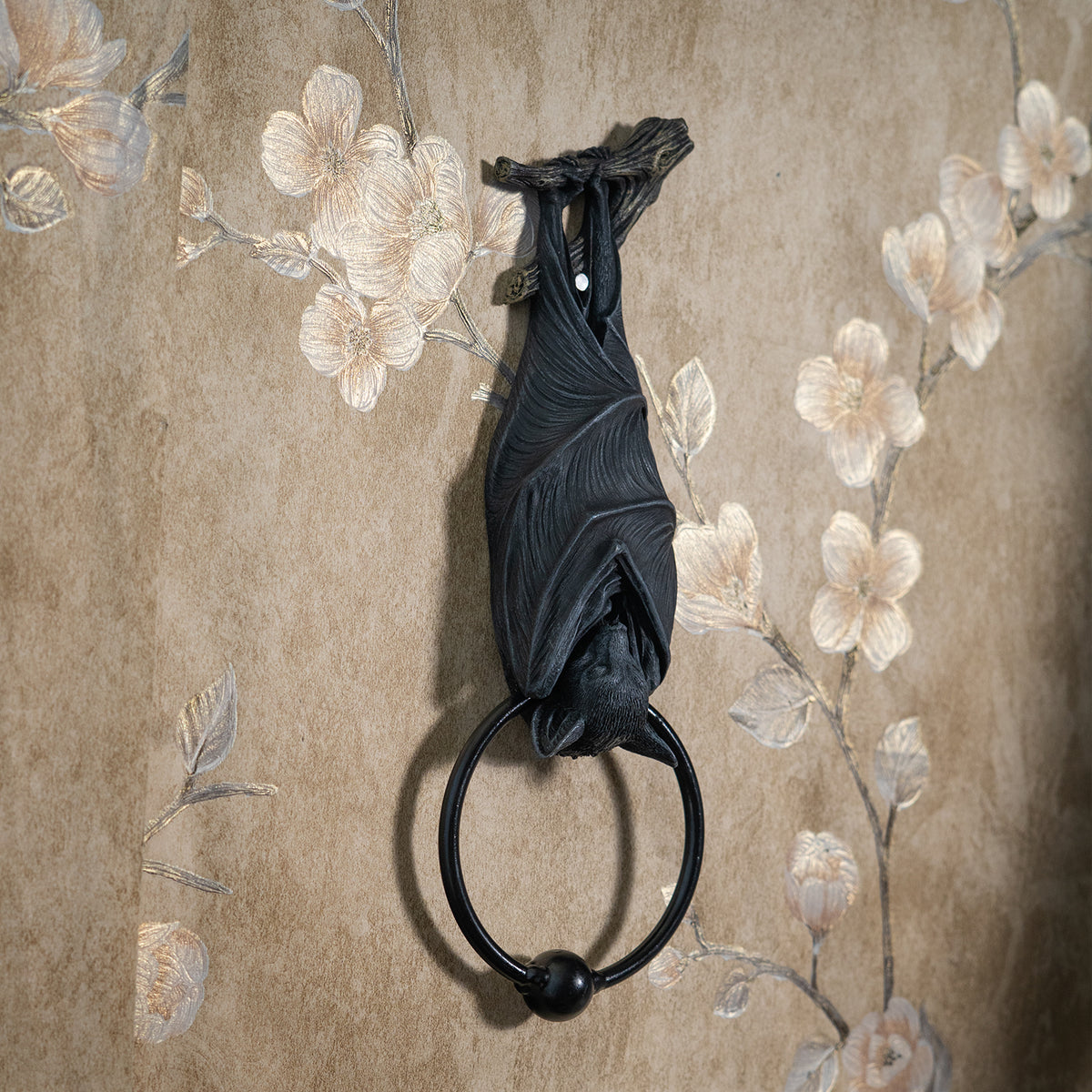 Ebros Gift Gothic Nocturne Sleeping Bat Sculptural Door Knocker Home Decor