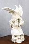 Ossuary Macabre Skeleton Bone Dragon Perching On Gothic White Skull Figurine