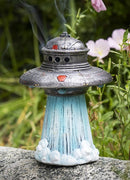 Flying Saucer Spaceship UFO Alien Craft Taking Off Backflow Incense Cone Burner