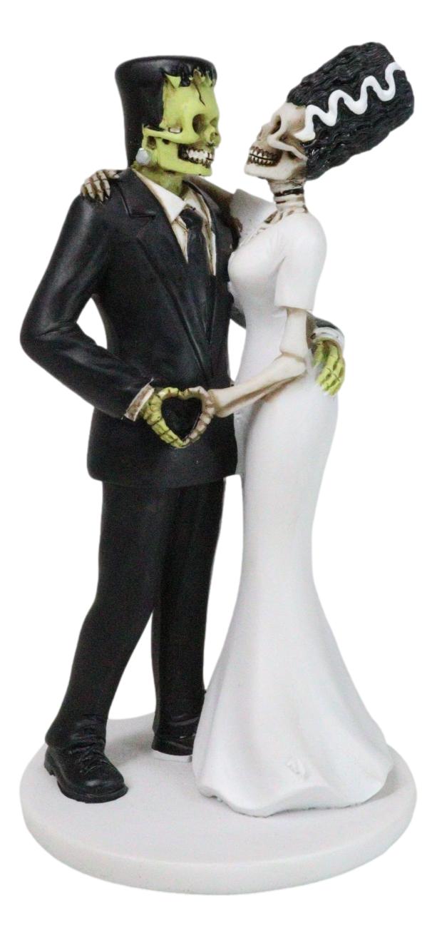 Wedding Dance Skeleton Frankenstein Skull Bride and Groom Love Sign Figurine