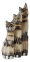 Balinese Wood Handicraft Striped Feline Cat Family Set of 3 Figurines 20"H