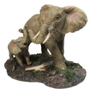 Safari Savanna Marching Troop Elephant Father and Calf in Jungle Figurine 8.75"L