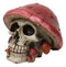 Red Macabre Toadstool Mushroom Cap Skull With Mini Fungi Figurine 5" L