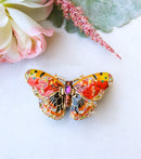Red Monarch Butterfly Pewter Austrian Crystals Bejewelled Trinket Jewelry Box