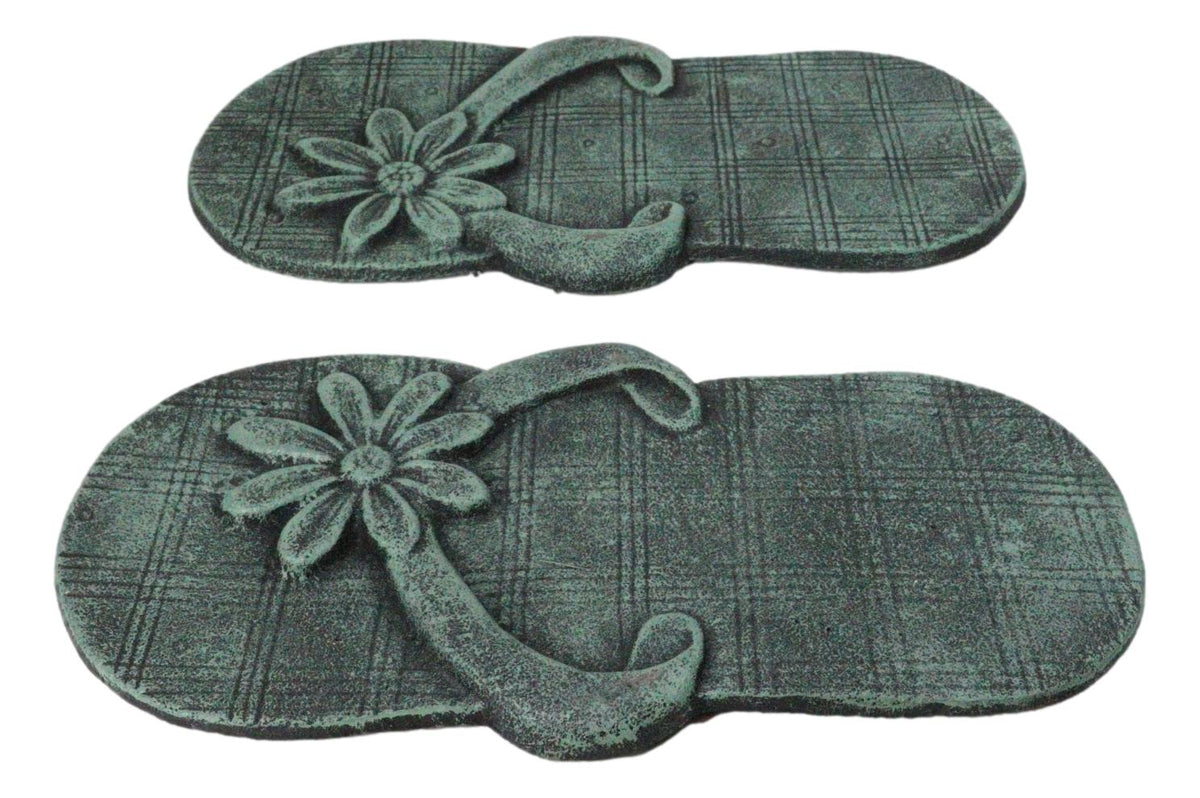 Cast Iron Flip Flop Stepping Stones Set of 2 Beach Getaway Left & Right Sandals