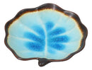Pack Of 6 Blue Sky Aozora Kannyu Ceramic Leaf Shaped Deep Appetizer Salad Plates