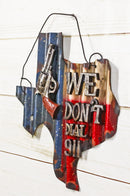 Western We Don't Dial 911 Sign Gun Texas State Map Metal Wall Decor Plaque