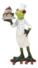 French Monsieur Baker Frog With Birthday Cake Decorative Figurine