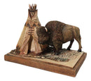 Southwest Legacy Series American Buffalo Prairie Scene Bison & Teepee Figurine