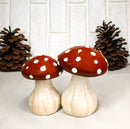 Wild Red With White Polkadots Toadstool Mushrooms Fungi Salt And Pepper Shakers