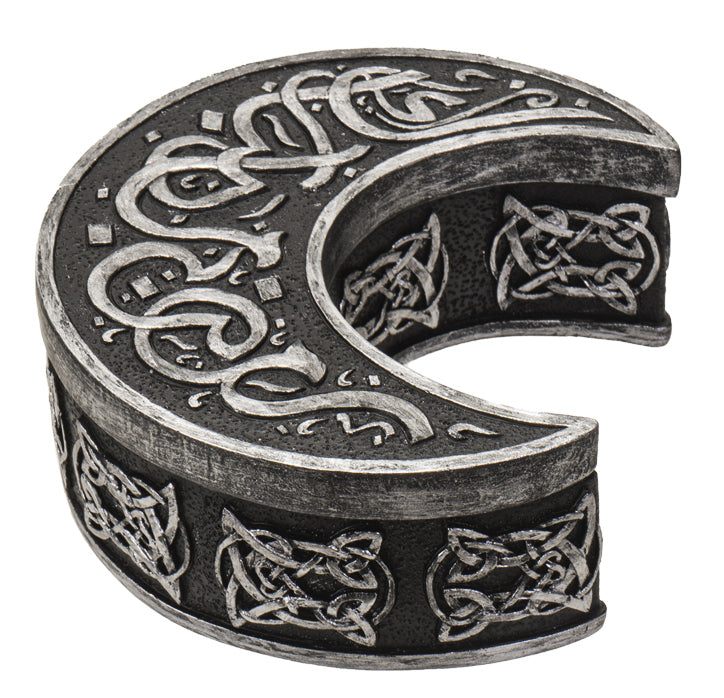 Wicca Sacred Celtic Knotwork Triple Moon Crescent Shaped Trinket Box Figurine