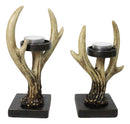 Cozy Pines Antler Tealight Candle Holders Set of 2 Rustic Deer Antler Stands