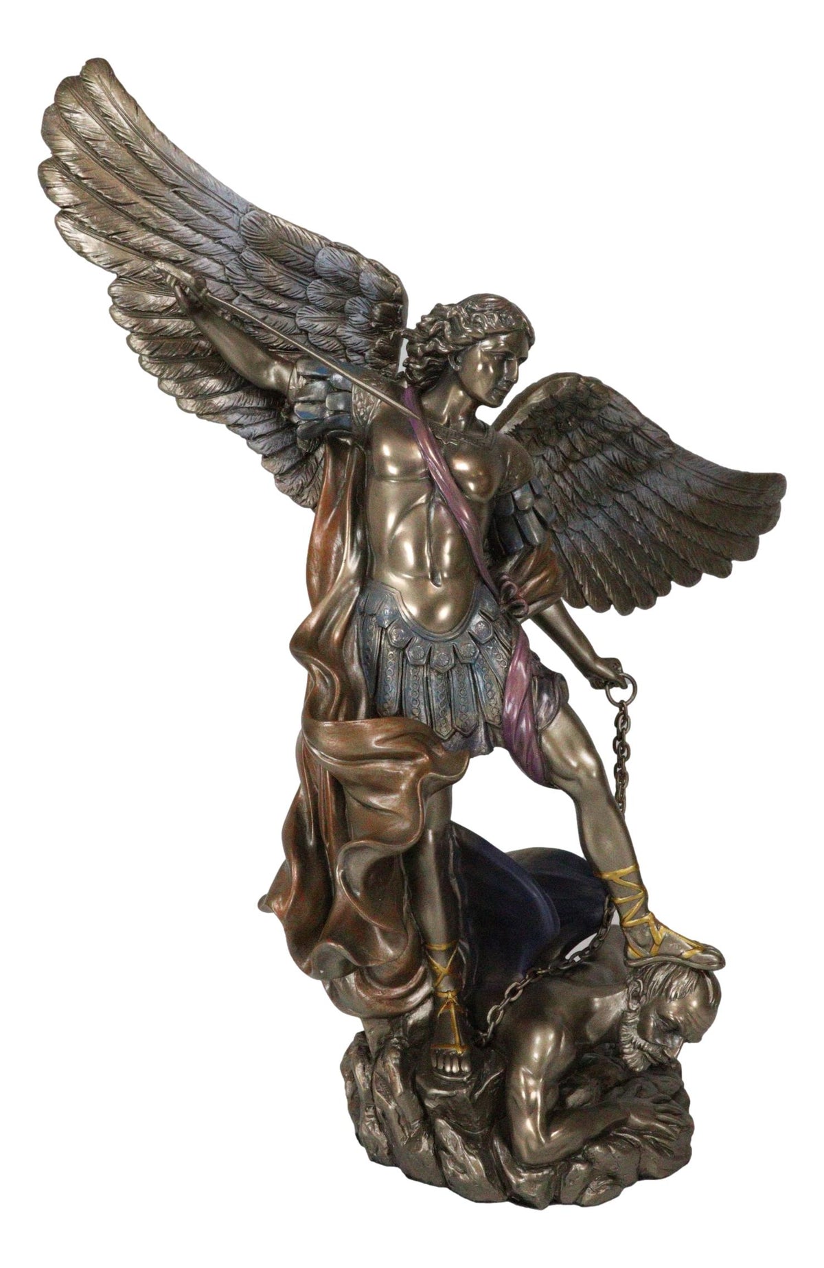Archangel Saint Michael With Chained Satan On His Feet Collectible Figurine