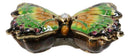 Green Monarch Butterfly Pewter Austrian Crystals Bejewelled Trinket Jewelry Box