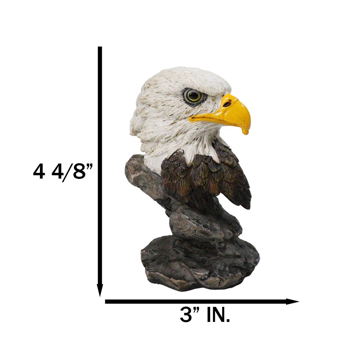 American Patriotism Majestic Royal Bald Eagle Head Bust On Rocks Figurine 4.5"H