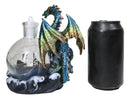 Metallic Frozen Sea Dragon Rising Above Waves by Glass Bottle With Ship Figurine