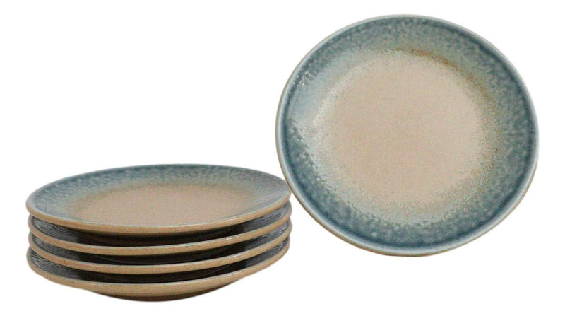 Set Of 6 Blue River Ao Nagashi Round Appetizer Dessert Salad Ceramic Plates 6"D