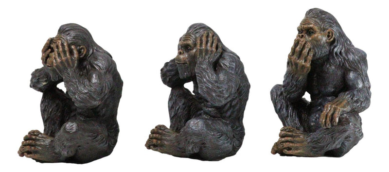 Forest Mythical See Hear Speak No Evil Sasquatch Big Foot Cryptid Apes Figurines