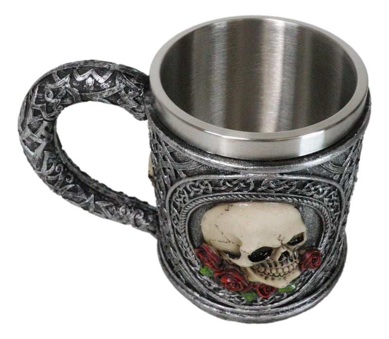 Love Never Dies Day Of The Dead Gothic Sugar Skull With Rose Flowers Coffee Mug