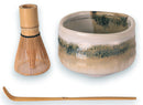 Traditional Brown Earth Ceramic Japanese Matcha Green Tea Bowl Whisk & Scoop Set