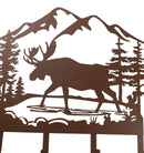Rustic Western Moose Deer By Pine Forest Mountain 4-Peg Wooden Wall Hooks Plaque