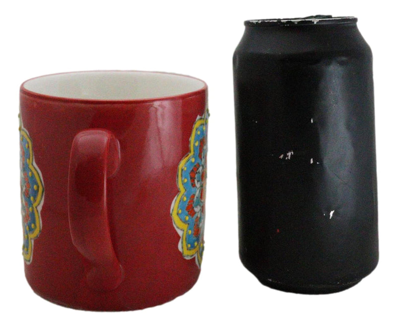 Red Muladhara Root Chakra Zen Flower Of Life Mandala Circle Ceramic Mug Cup