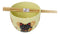Maneki Neko Lucky Cat Yellow Ceramic Donburi Ramen Soup Bowl With Chopsticks Set