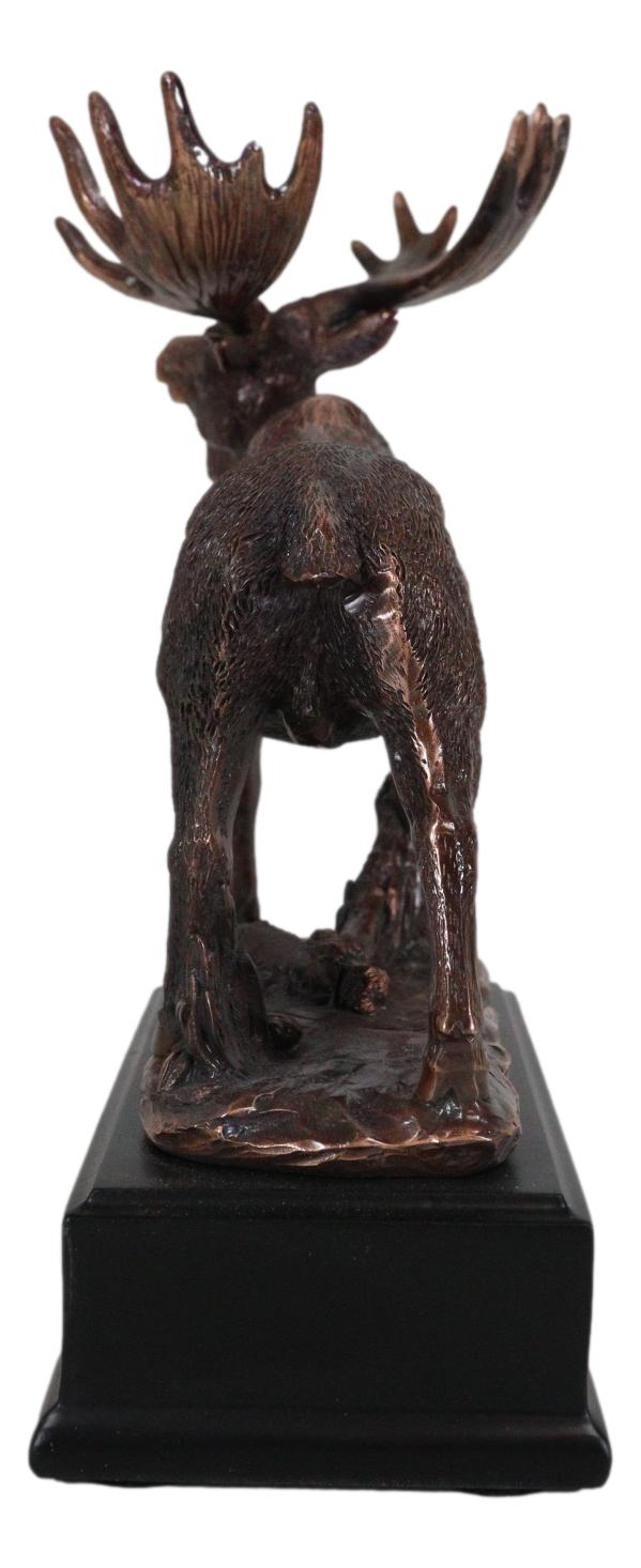 The Emperor Wild Elk Bull Moose Statue Bronze Electroplated Figurine With Base - Ebros Gift