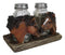 Western Wild At Heart Double Brown Chestnut Horses Salt Pepper Shakers Holder