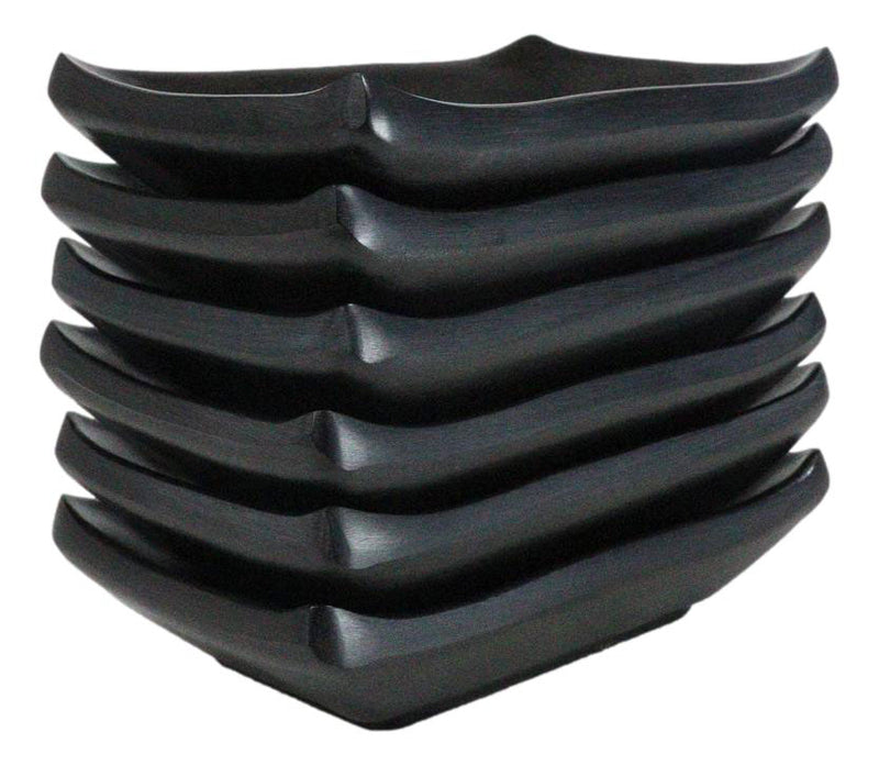 Pack Of 6 Ridged Matte Black Melamine Rectangular Condiment Sauce Dish 2oz