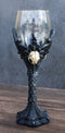 Blood Moon Gothic Dark Alchemy Raven Crow And Skulls Glass Wine Goblet Chalice