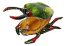 Green Stag Beetle Bug Enameled Pewter Austrian Crystals Trinket Jewelry Box