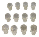 Set Of 12 Clear Translucent Witching Hour Gazing Skull Miniature Figurines 2.5"L