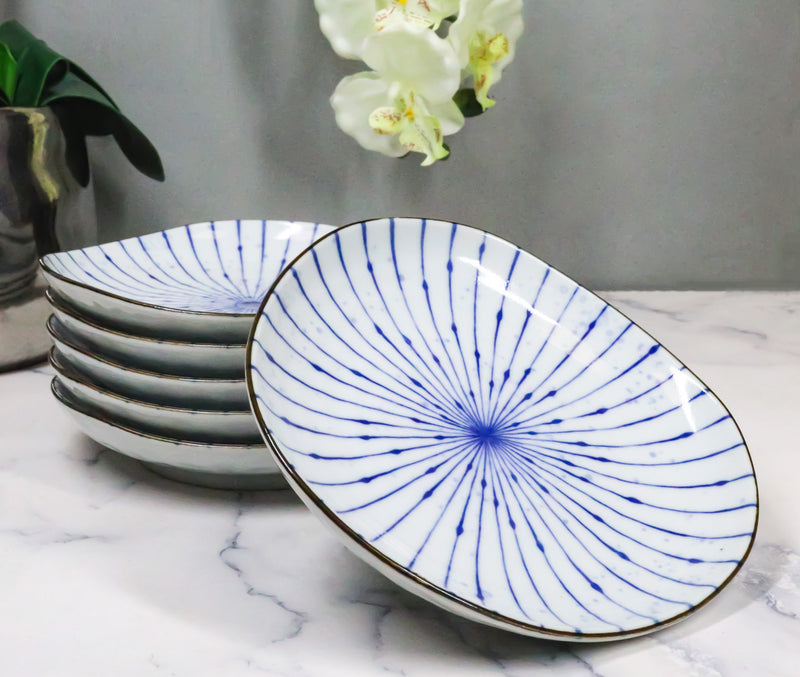 Pack Of 6 Fubuki Tokusa Made In Japan Round Flair Appetizer Shallow Bowls Plates
