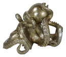 Nautical Sea Marine Octopus Bookends Pair Set Statue Antique Gold Finish