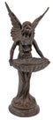 Rustic Cast Iron Gabriel Angel Holding Shell Garden Bird Feeder Bath 15.5"H