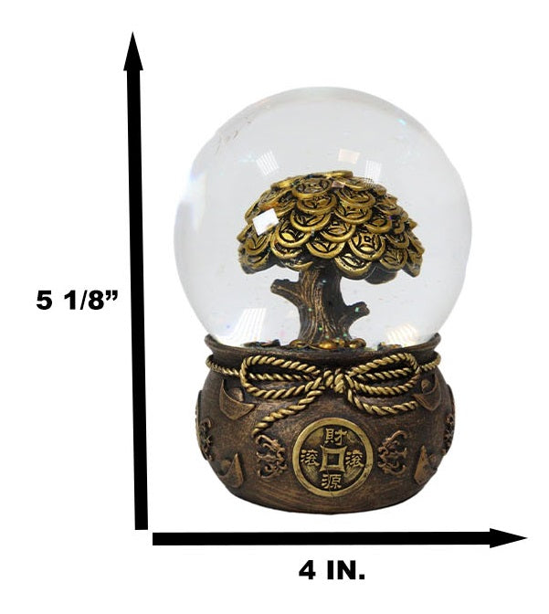 Feng Shui Golden Money Tree of Prosperity Wealth Fortune And Luck Water Globe