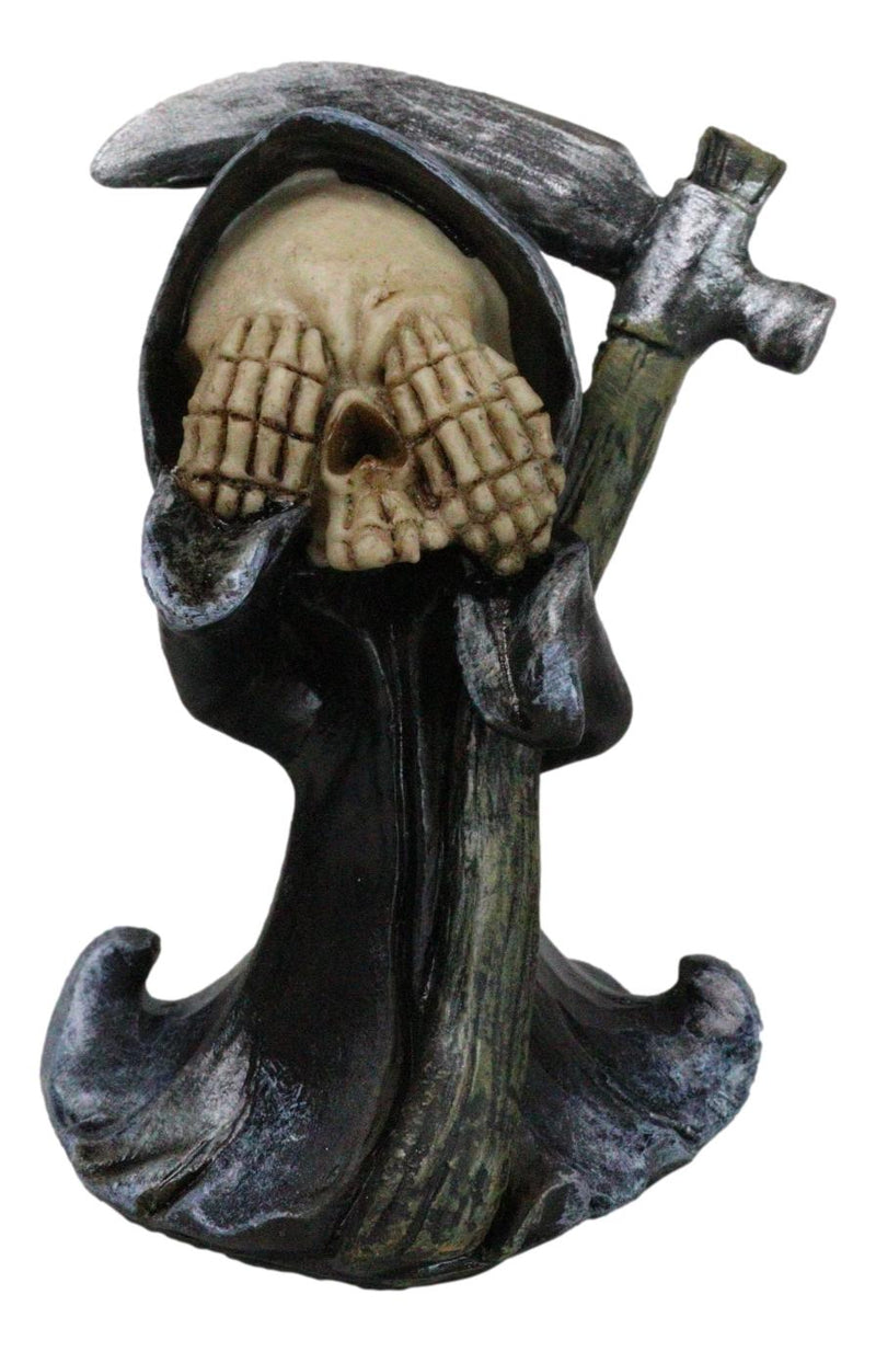 Set Of 3 See Speak And Hear No Evil Grim Reaper Skeleton With Scythe Figurines