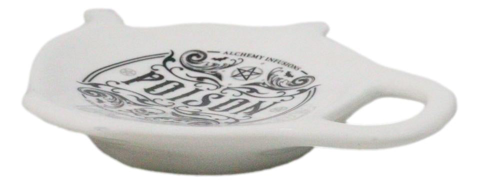 Pack Of 2 Wicca Poison Witch Alchemy Ceramic Tea Spoon Or Bag Holder Plates
