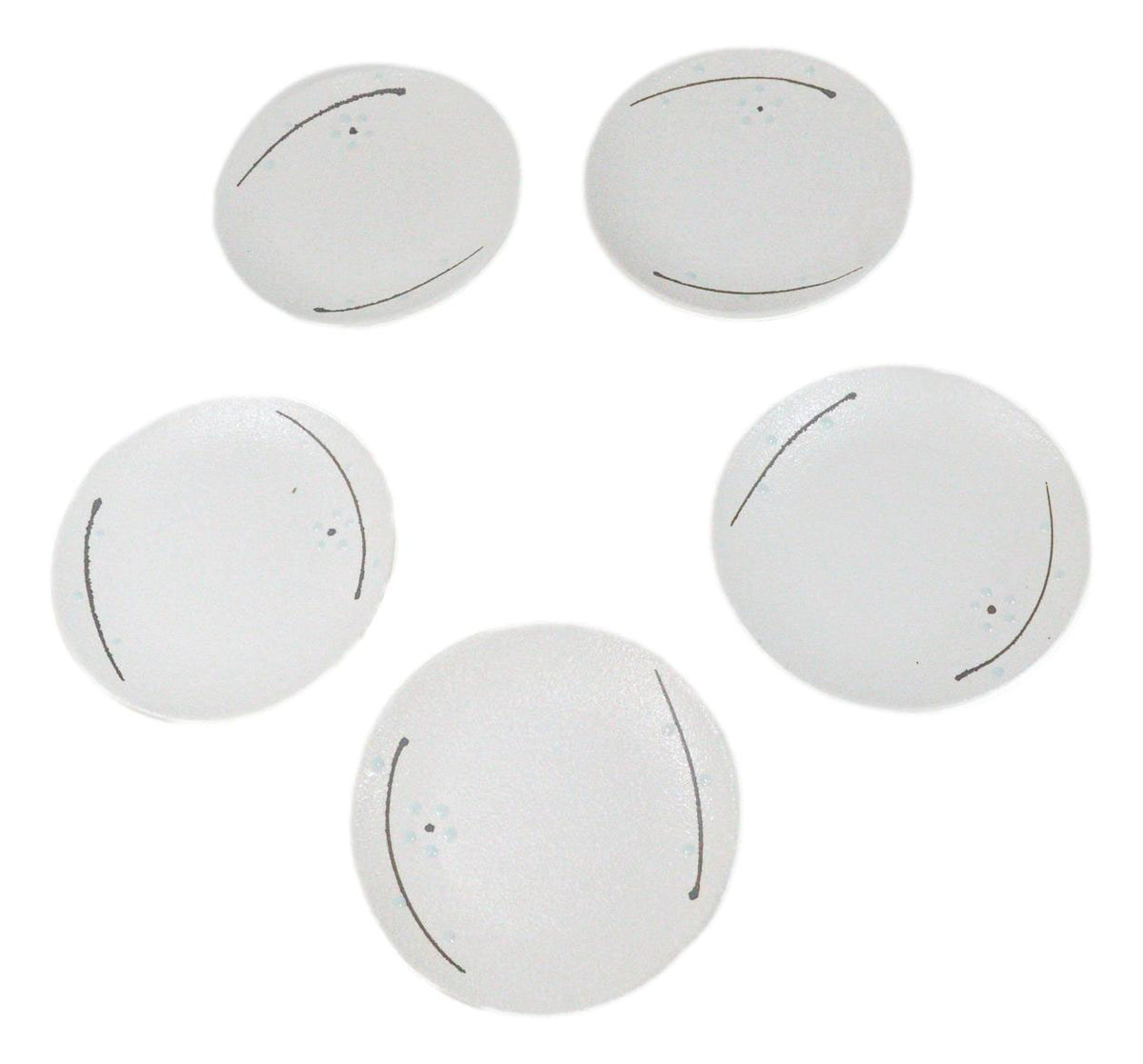 Set Of 5 Yukino Hana Snowflakes Round Appetizer Dessert Salad Ceramic Plates 6"D