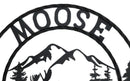 24" Rustic Western Moose Country By Mountains Pine Forest Metal Wall Circle Sign