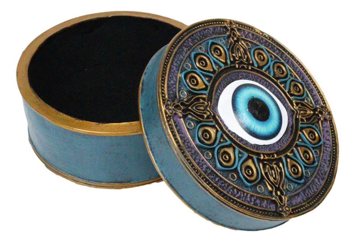 Auspicious Evil Eye With Peacock Train Sacred Compass Trinket Decorative Box